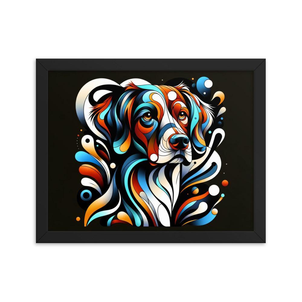 Brittany Dog Modern Abstract Art with Bold Colors and Dynamic Shapes Framed Poster - Oh Posters