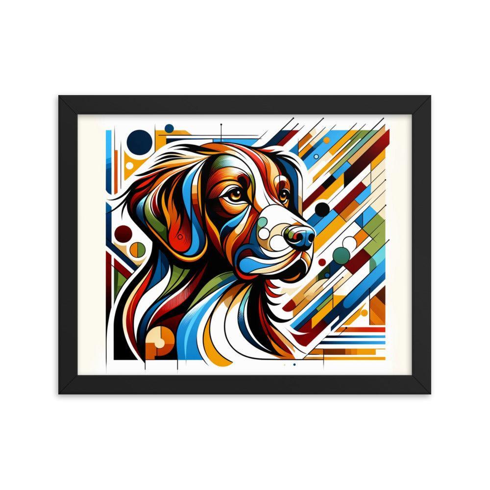 Brittany Dog Art in Abstract Modern Form with Bold Colors Framed Poster - Oh Posters