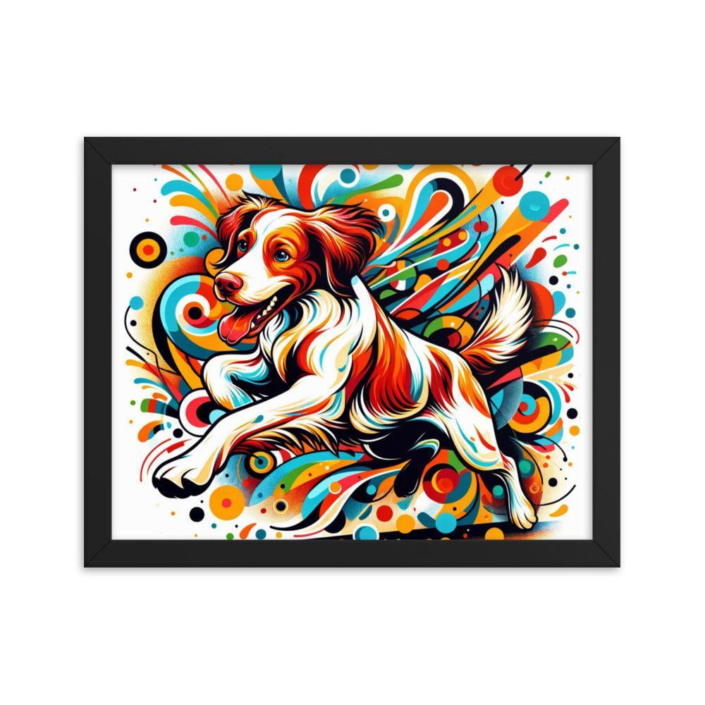 Brittany Spaniel Dynamic Swirls Abstract Art Framed Poster - Oh Posters