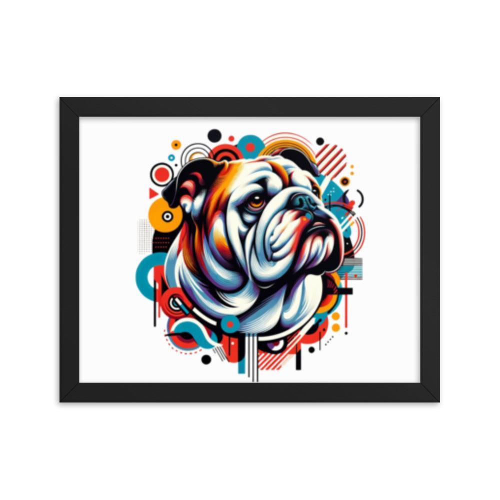 English Bulldog Modern Pop Art with Bold Shapes and Vivid Colors Framed Poster - Oh Posters