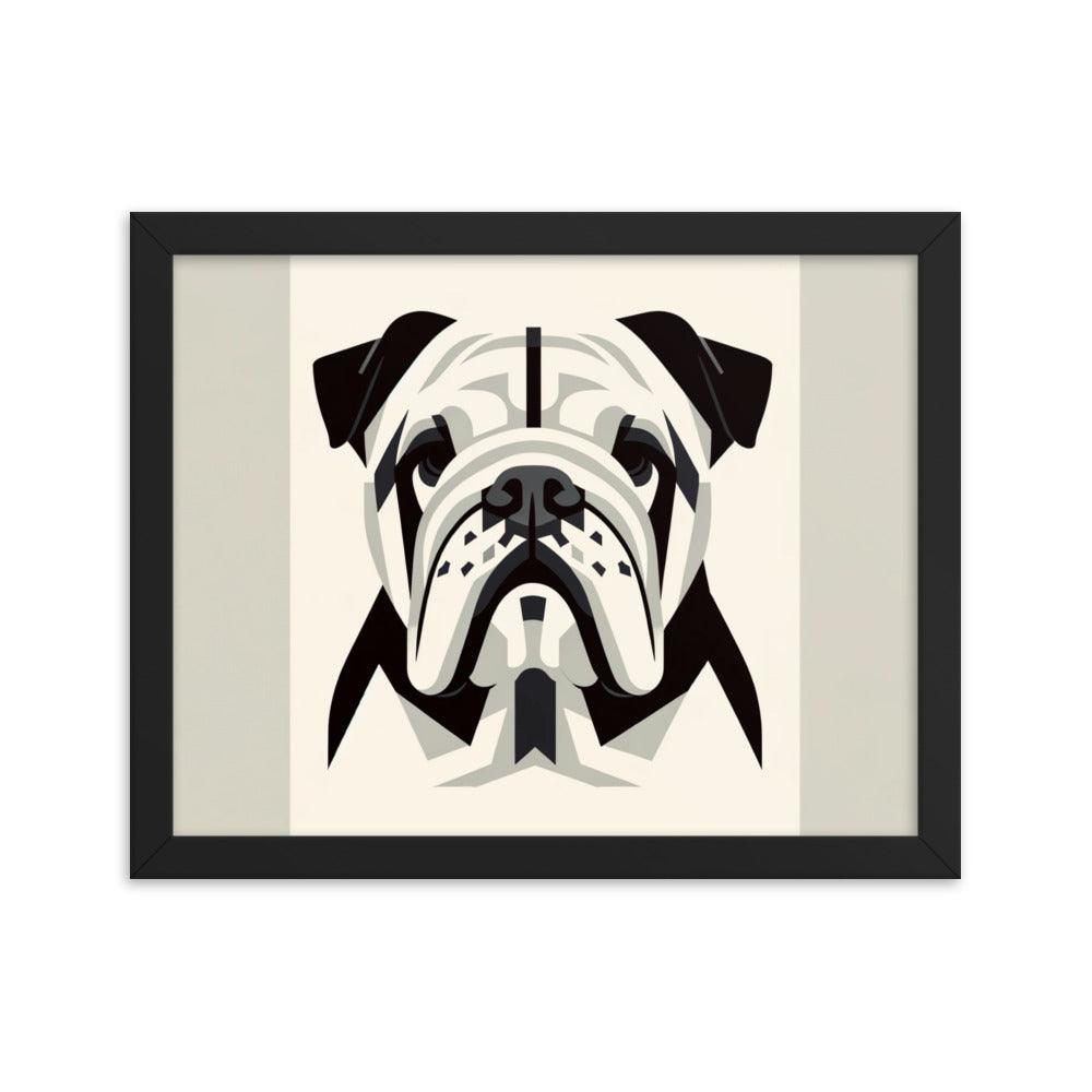 English Bulldog Minimalist Design with Geometric Shapes Framed Poster - Oh Posters