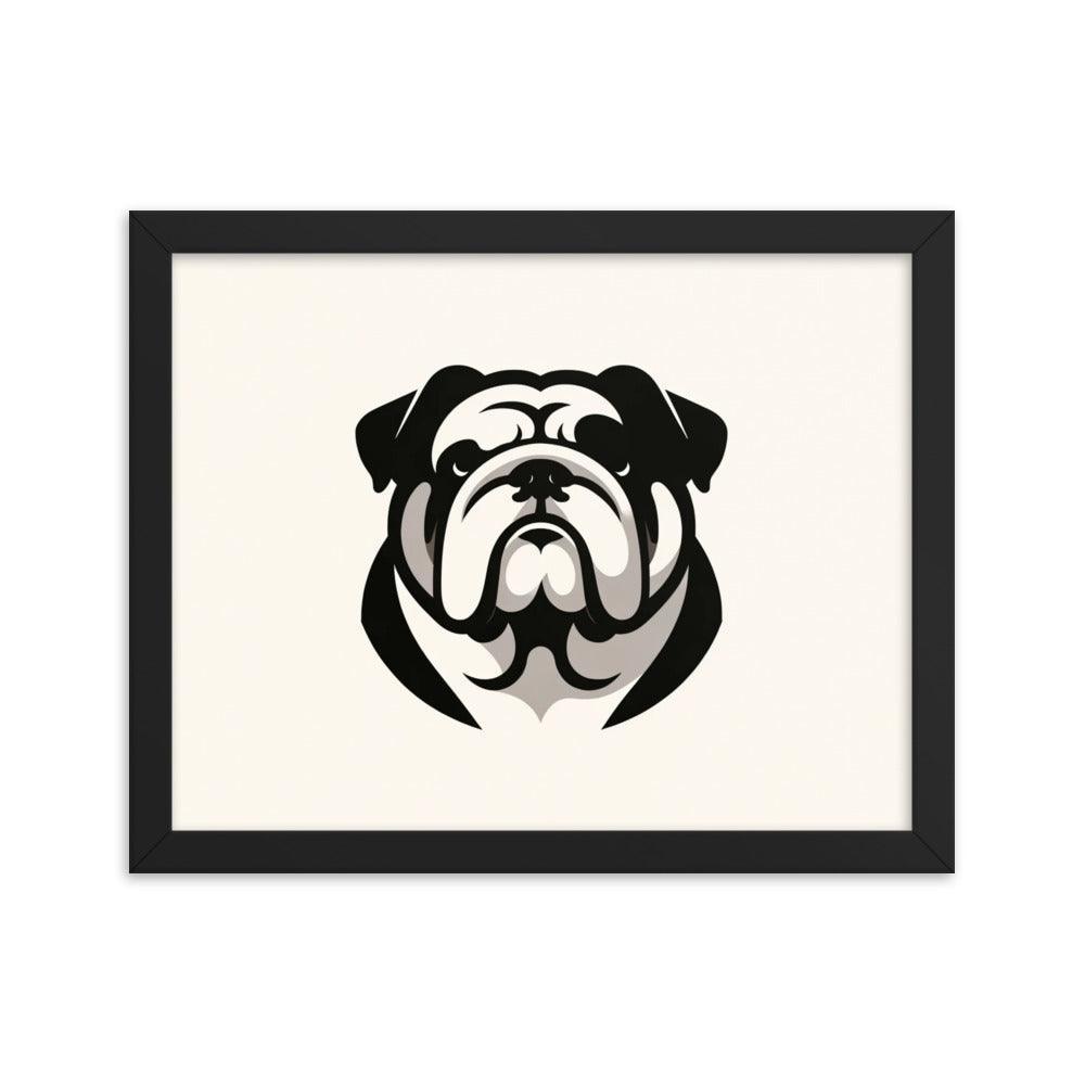 English Bulldog Minimalist Art with Clean Lines and Monochrome Palette Framed Poster - Oh Posters