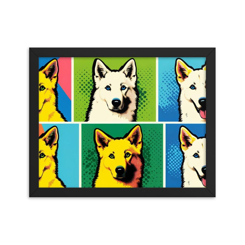 Canaan Dog Pop Art Series with Colorful Panels Framed Poster - Oh Posters