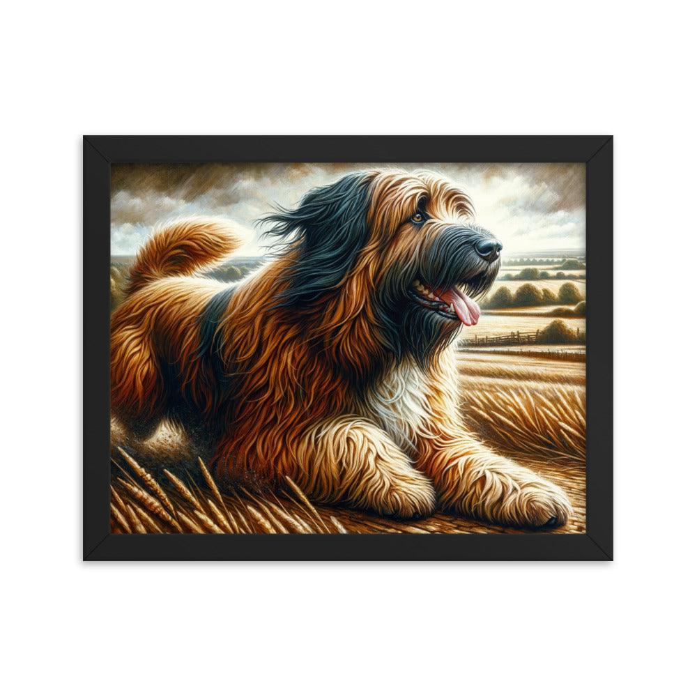 Catalan Sheepdog in Countryside Landscape Framed Poster - Oh Posters