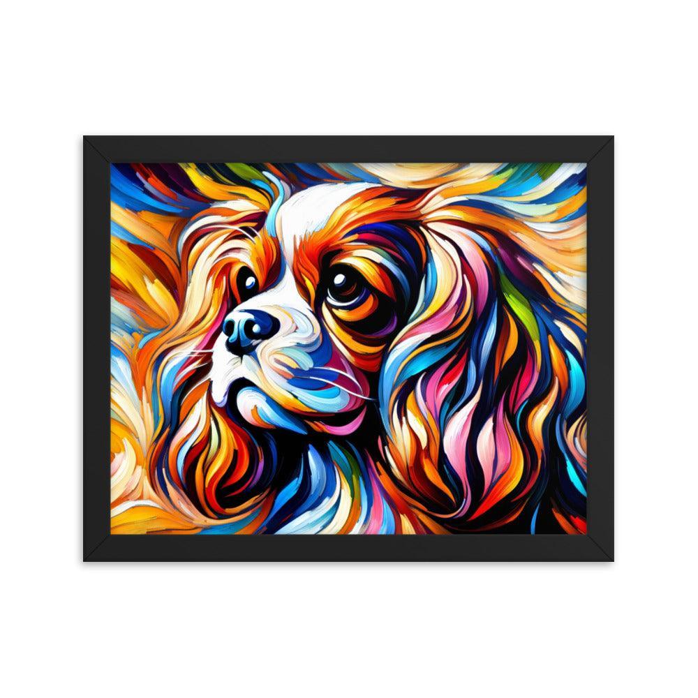 Cavalier King Charles Spaniel in Fauvism Bold Hues and Expressive Brushstrokes Framed Poster - Oh Posters