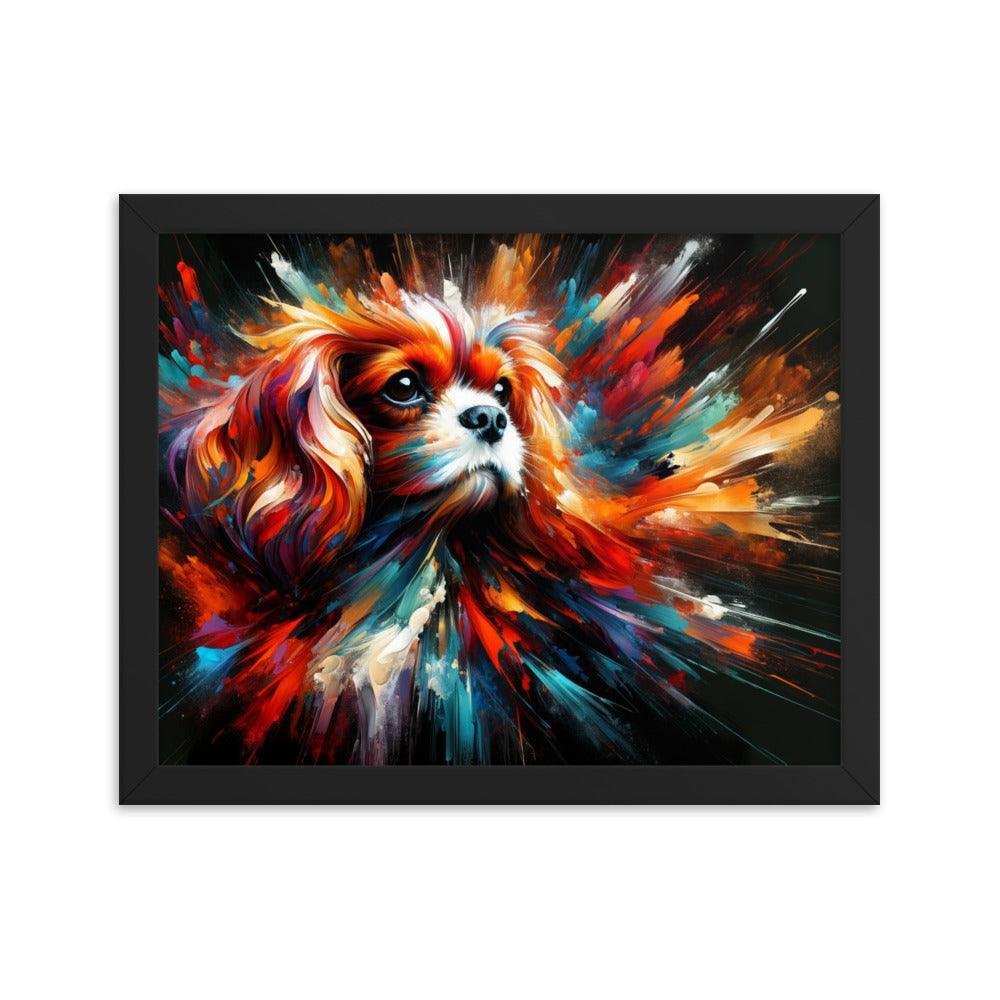 Cavalier King Charles Spaniel Abstract Brush Strokes and Intense Vibrant Colors Framed Poster - Oh Posters