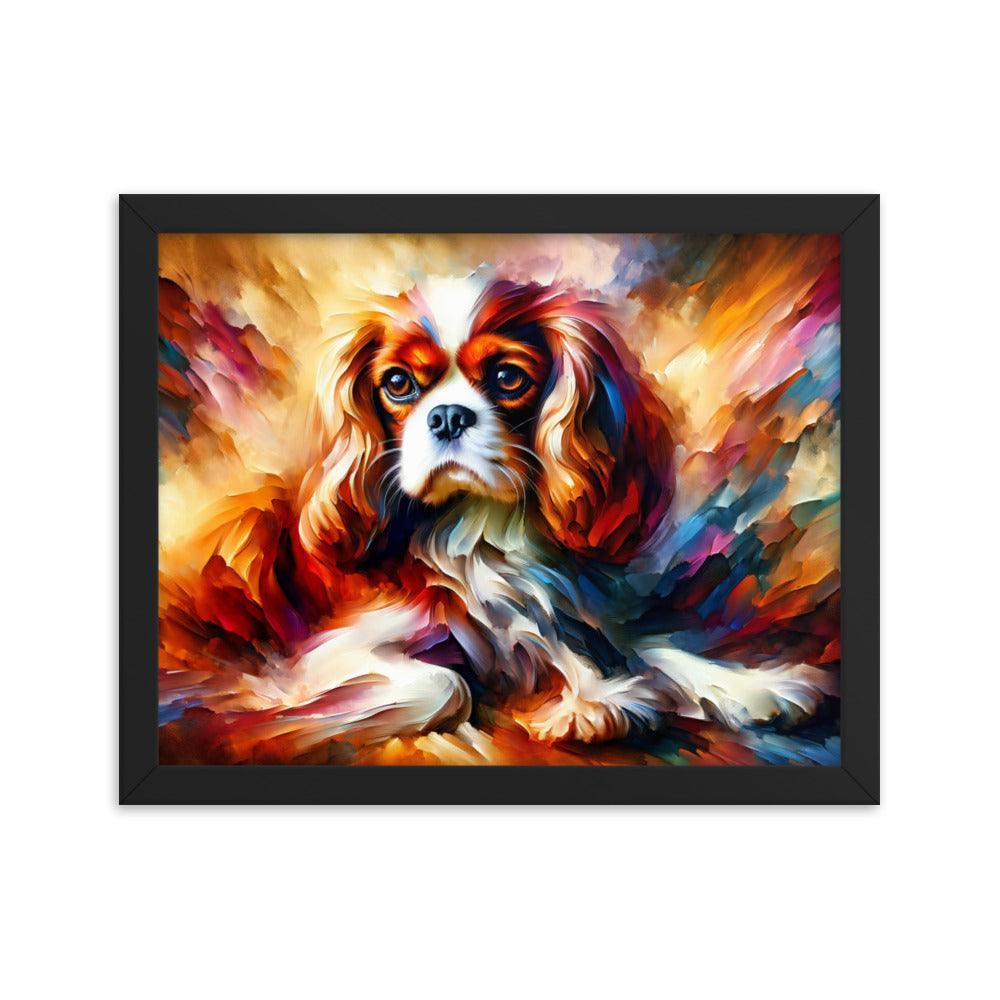 Cavalier King Charles Spaniel Vivid Brush Painting Framed Poster - Oh Posters