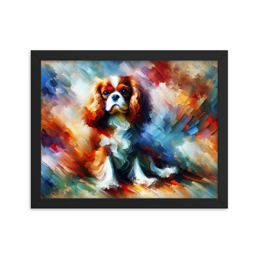 Cavalier King Charles Spaniel Abstract Expressionism Painting Framed Poster - Oh Posters