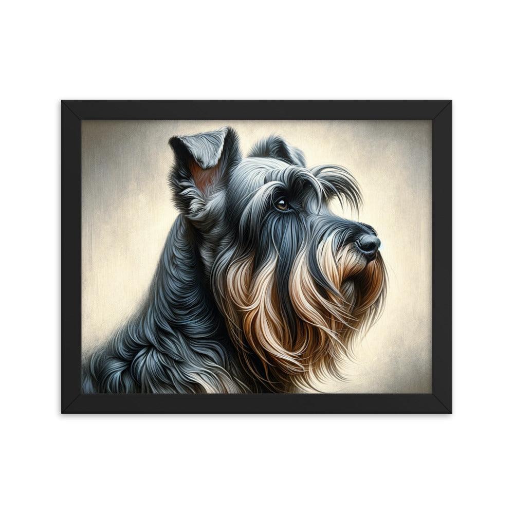 Cesky Terrier Realistic Portrait and Subtle Brushed Background Framed Poster - Oh Posters