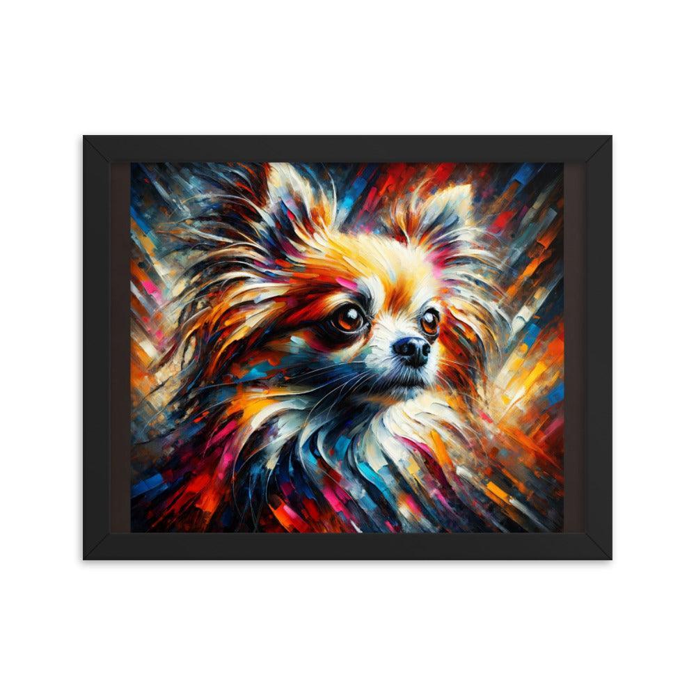 Long Coat Chihuahua Burst Art with Bold Brushstrokes and Intense Colors Framed Poster - Oh Posters