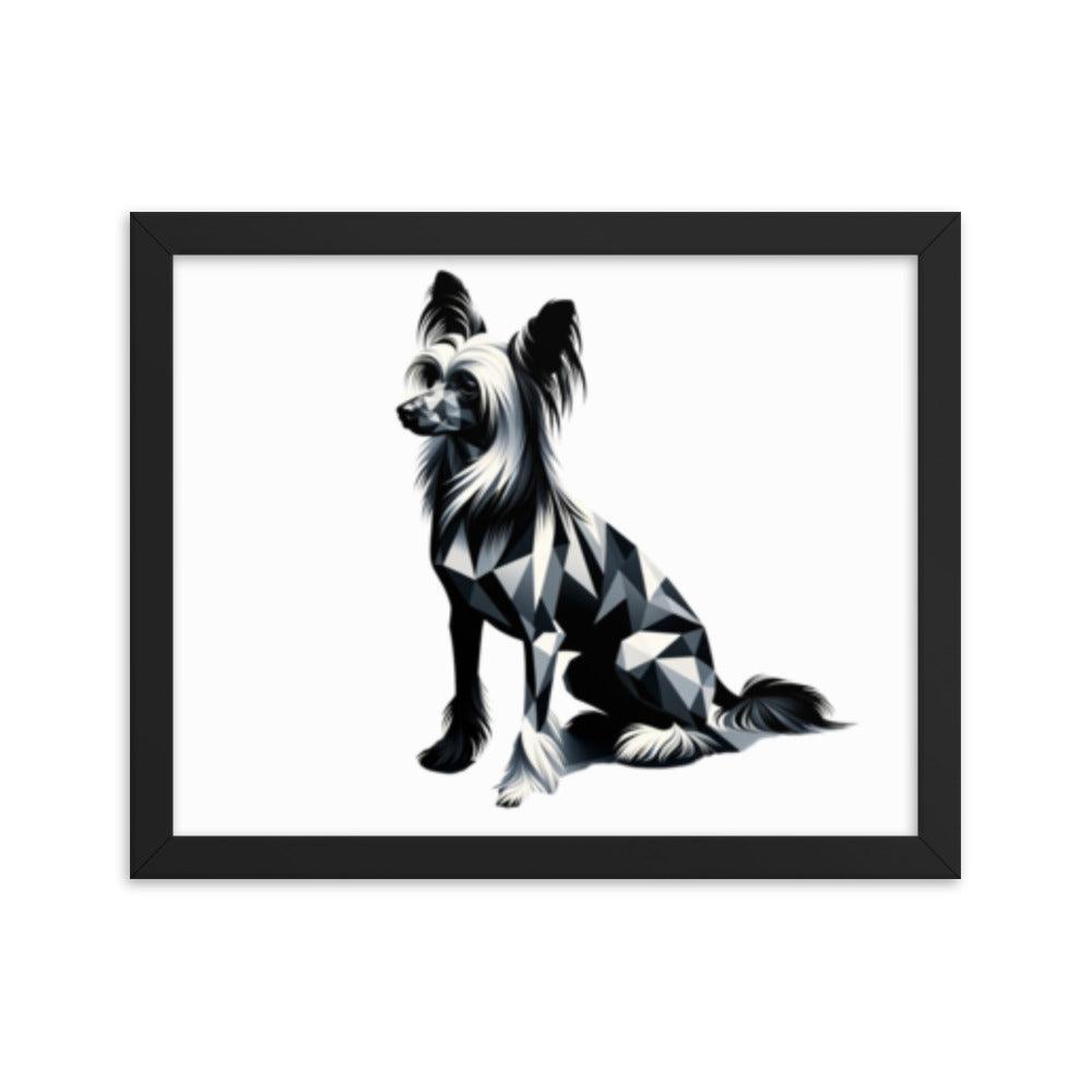 Chinese Crested Dog in Geometric Shadows Sleek Design Framed Poster - Oh Posters