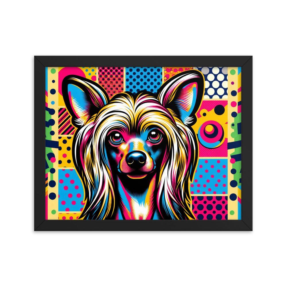 Chinese Crested Dog Pop Art in Bright Graphic Style Framed Poster - Oh Posters