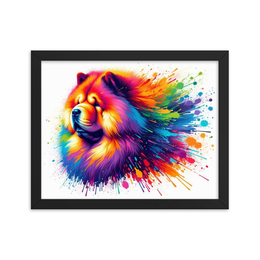 Chow Chow Rainbow Splatter Dynamic Spectrum Framed Poster - Oh Posters