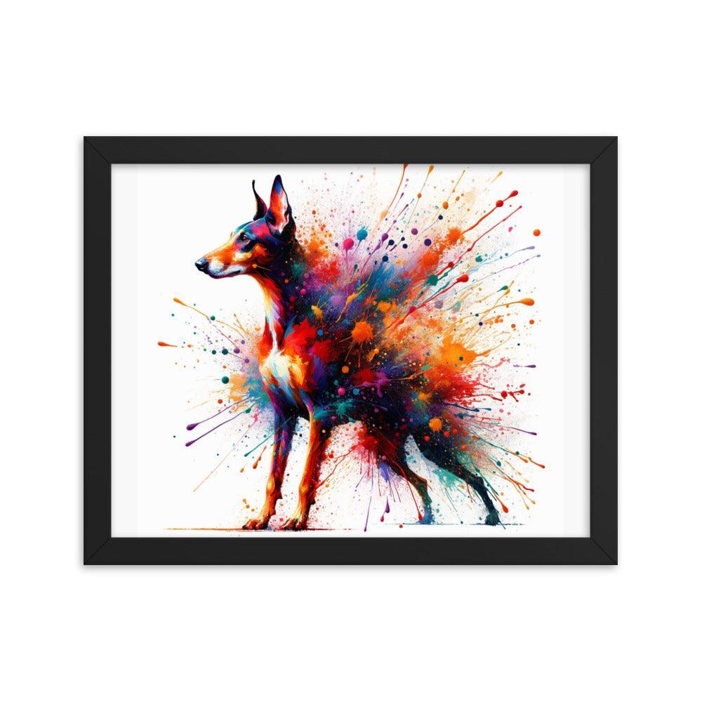 Cirneco dell'Etna Splatter Art with Vibrant Colors Framed Poster - Oh Posters