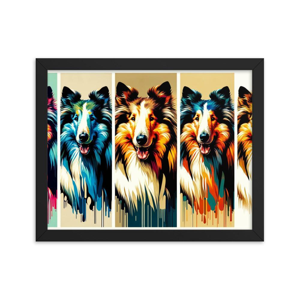 Rough Collie Dog Online Art Montage Vibrant Modern Styles Framed Poster - Oh Posters