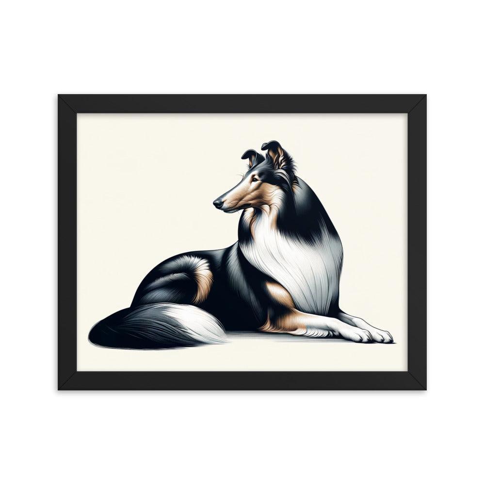 Smooth Collie Fine Art with Realistic Detail and Minimalist Elegance Framed Poster - Oh Posters