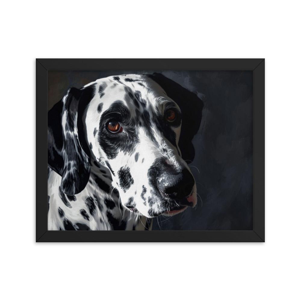 Dalmatian Dark Elegance Dog Portrait Framed Poster - Oh Posters