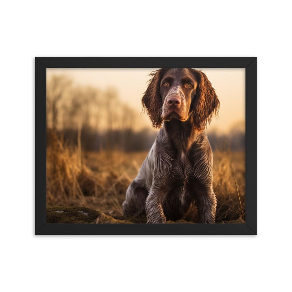 German Longhaired Pointer Golden Hour Outdoor Framed Poster - Oh Posters