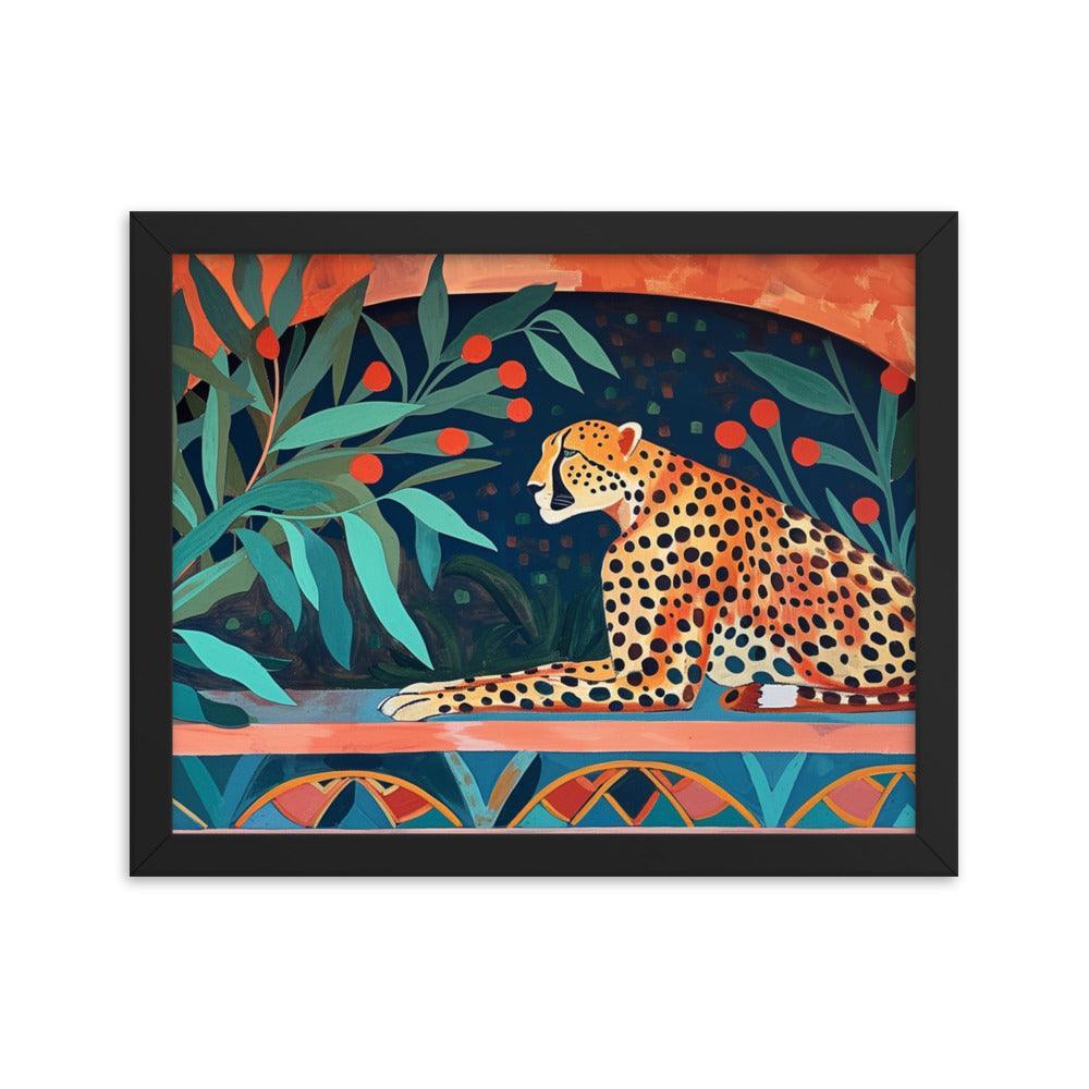 Cheetah Resting in Archway Botanical Art Framed Poster - Oh Posters