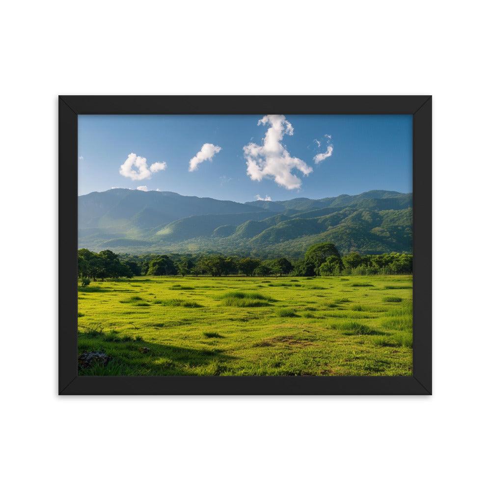 Lush Green Belizean Countryside Mountain View Framed Poster - Oh Posters