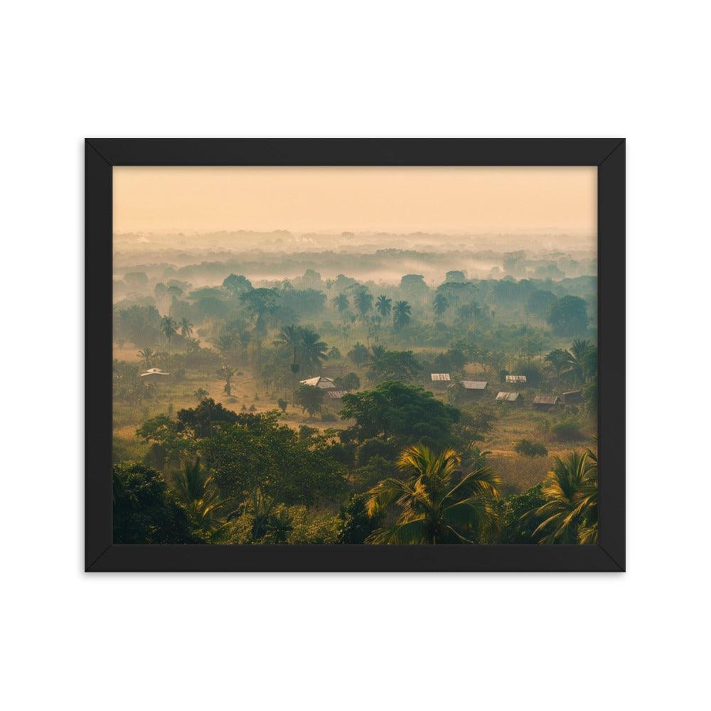 Early Morning Fog Over Benin Village Digital Art Framed Poster - Oh Posters