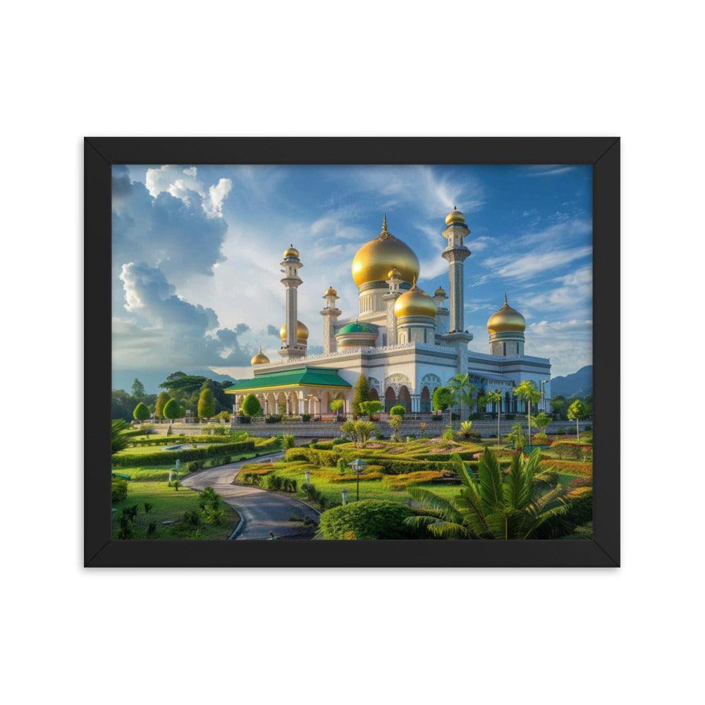 Brunei Sultan Mosque Sunset Landscape Photography Framed Poster - Oh Posters