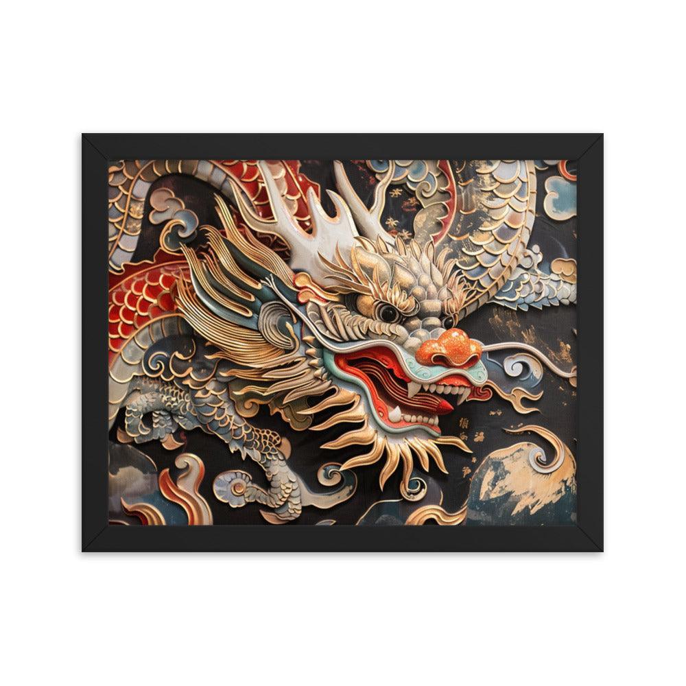 China Classic Dragon Sculpture Artwork Framed Poster - Oh Posters