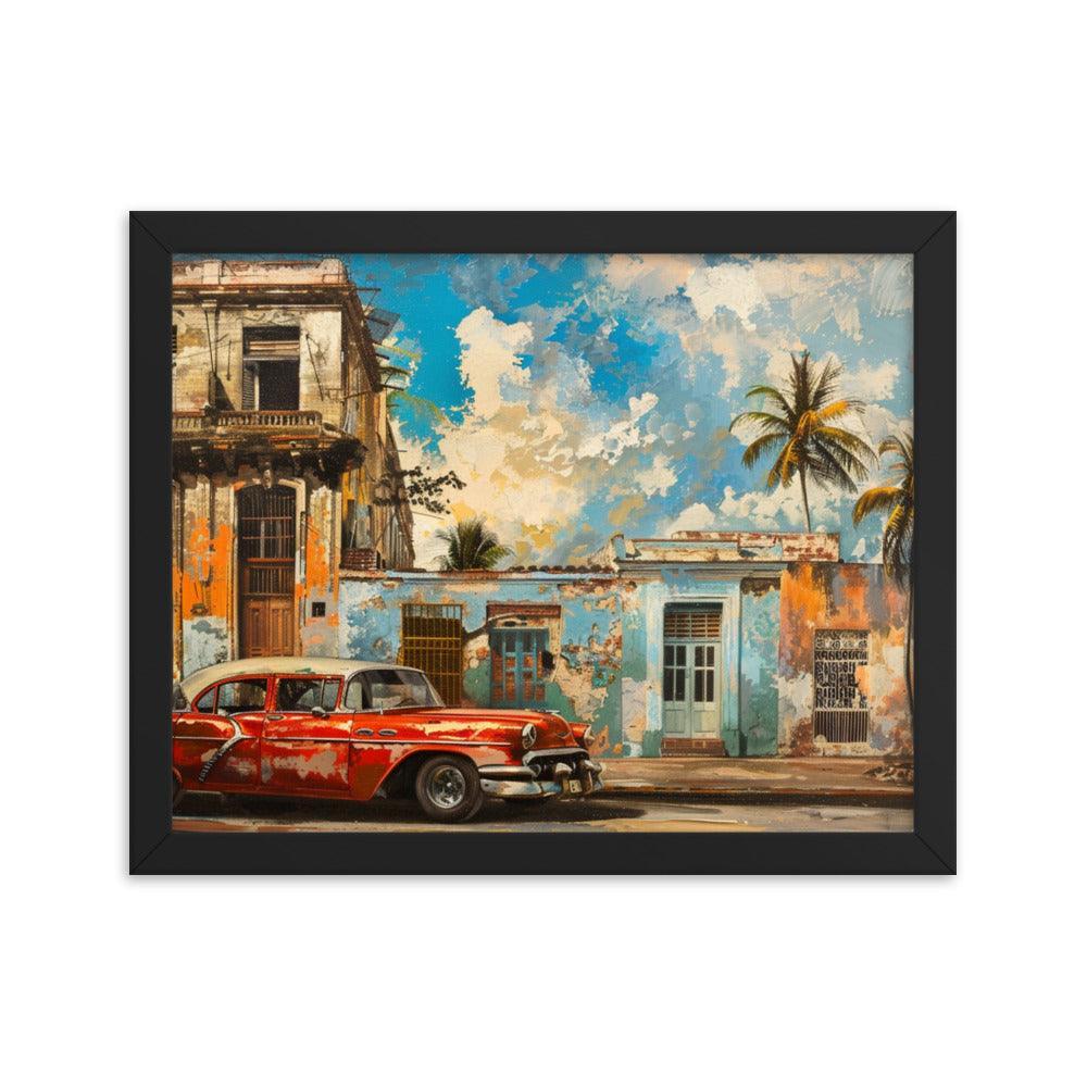 Cuba Classic Car and Historical Buildings Street Scene Framed Poster - Oh Posters