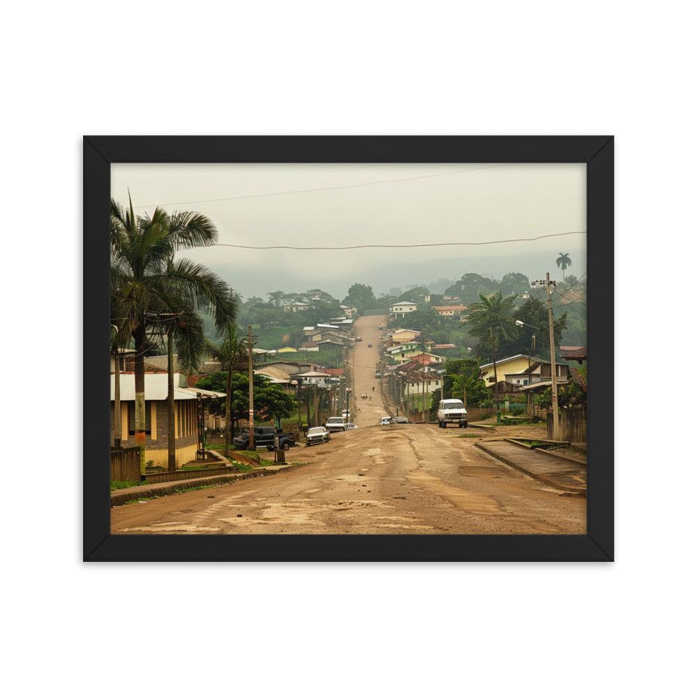 Equatorial Guinea Misty Town Street View Framed Poster - Oh Posters