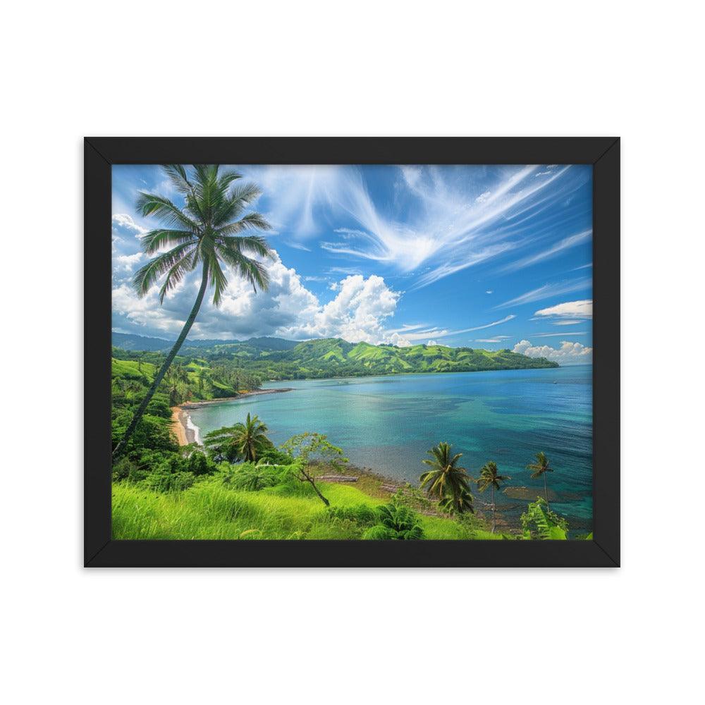 Fiji Tropical Beach Paradise Scenic Landscape Framed Poster - Oh Posters