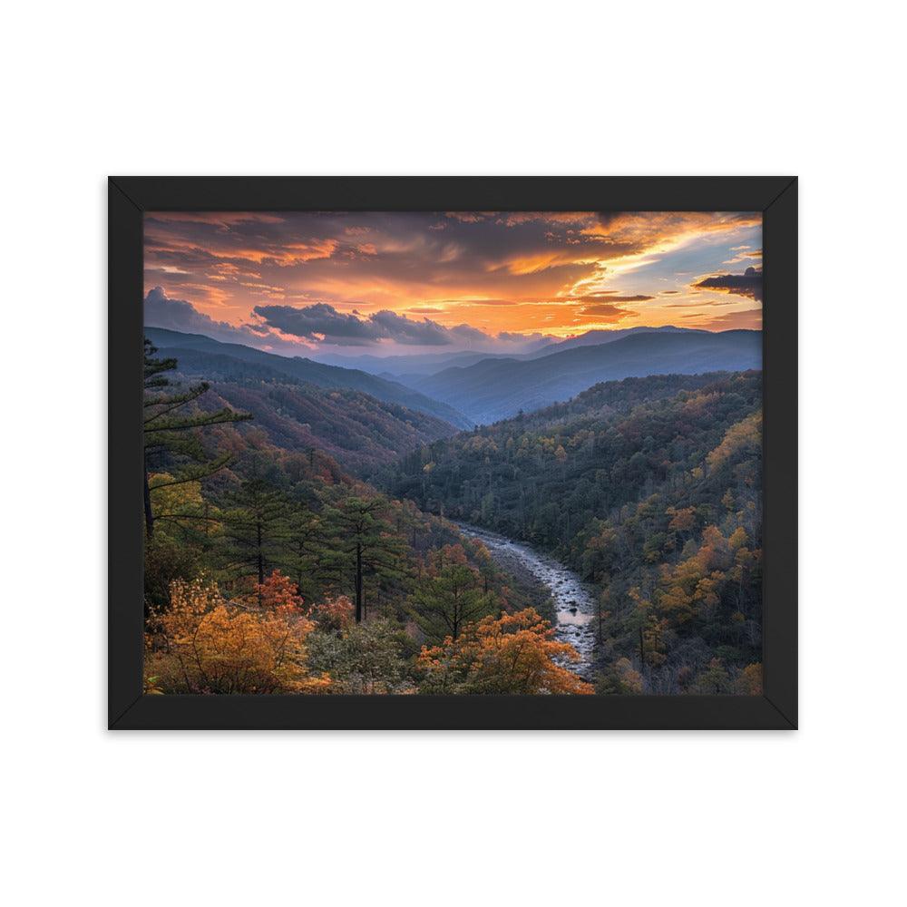 Georgia Sunset Over Mountain Valley Framed Poster - Oh Posters