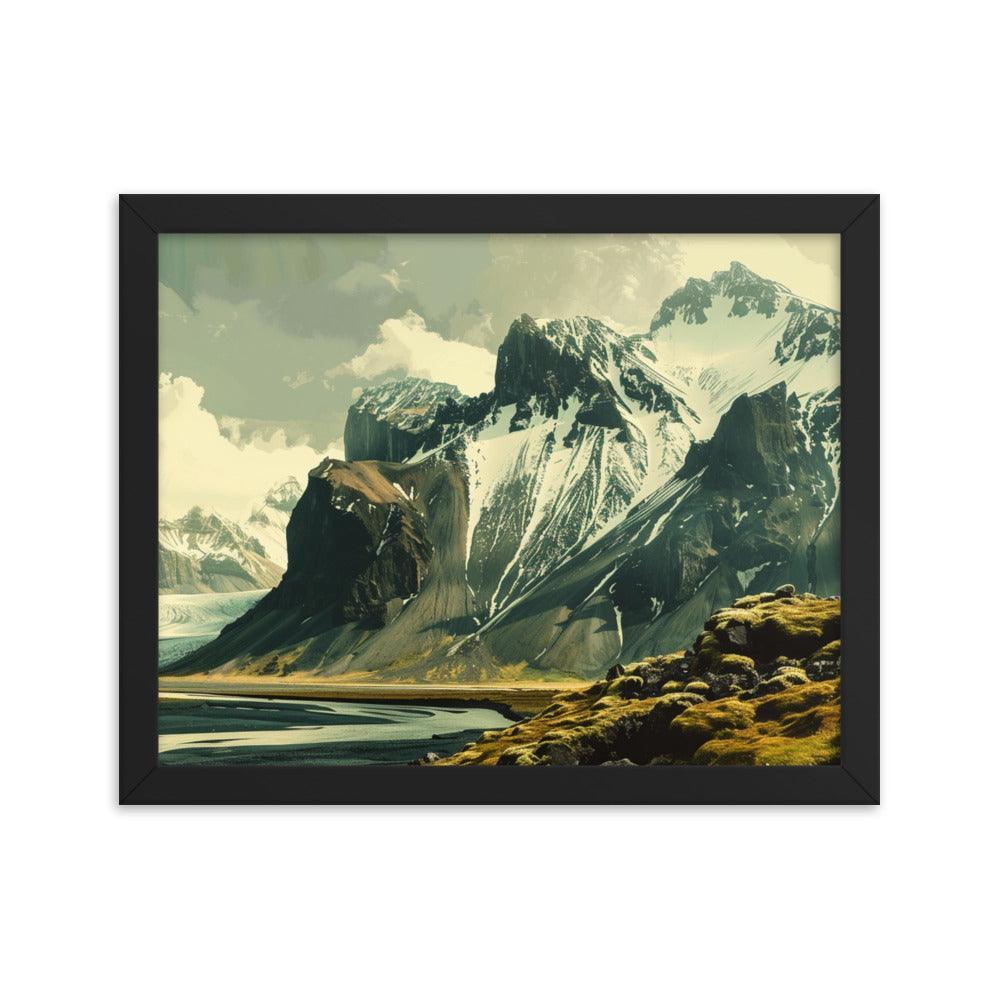 Iceland Dramatic Snowy Peaks Landscape Framed Poster - Oh Posters