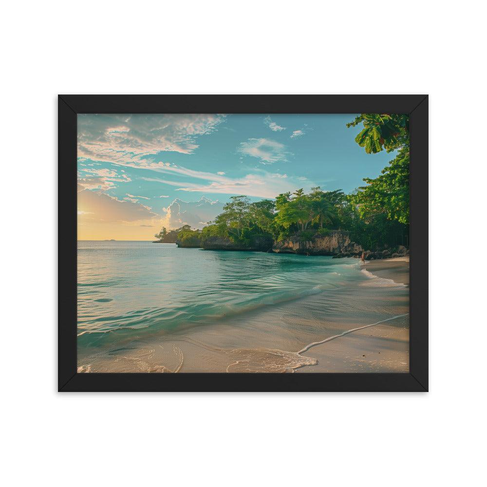 Jamaica Tranquil Seaside Sunset Framed Poster - Oh Posters