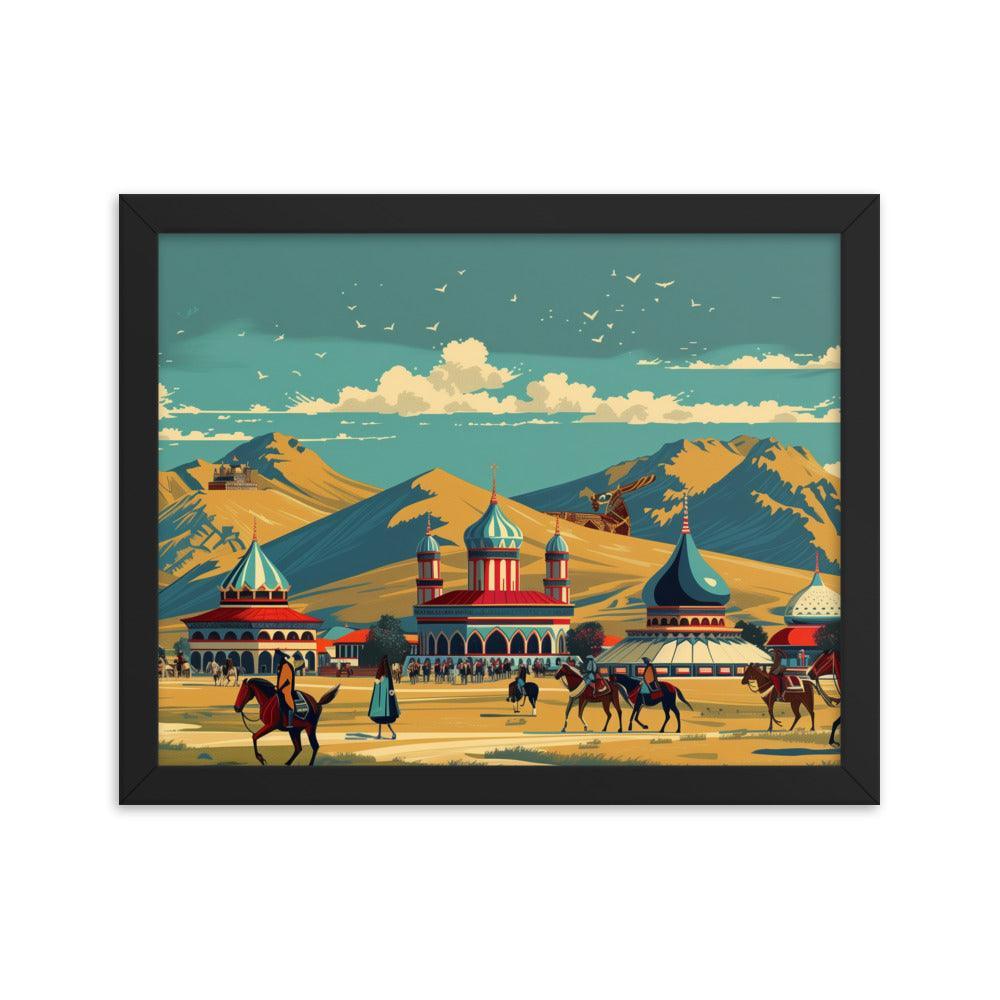 Kazakhstan Traditional Nomadic Settlement Framed Poster - Oh Posters