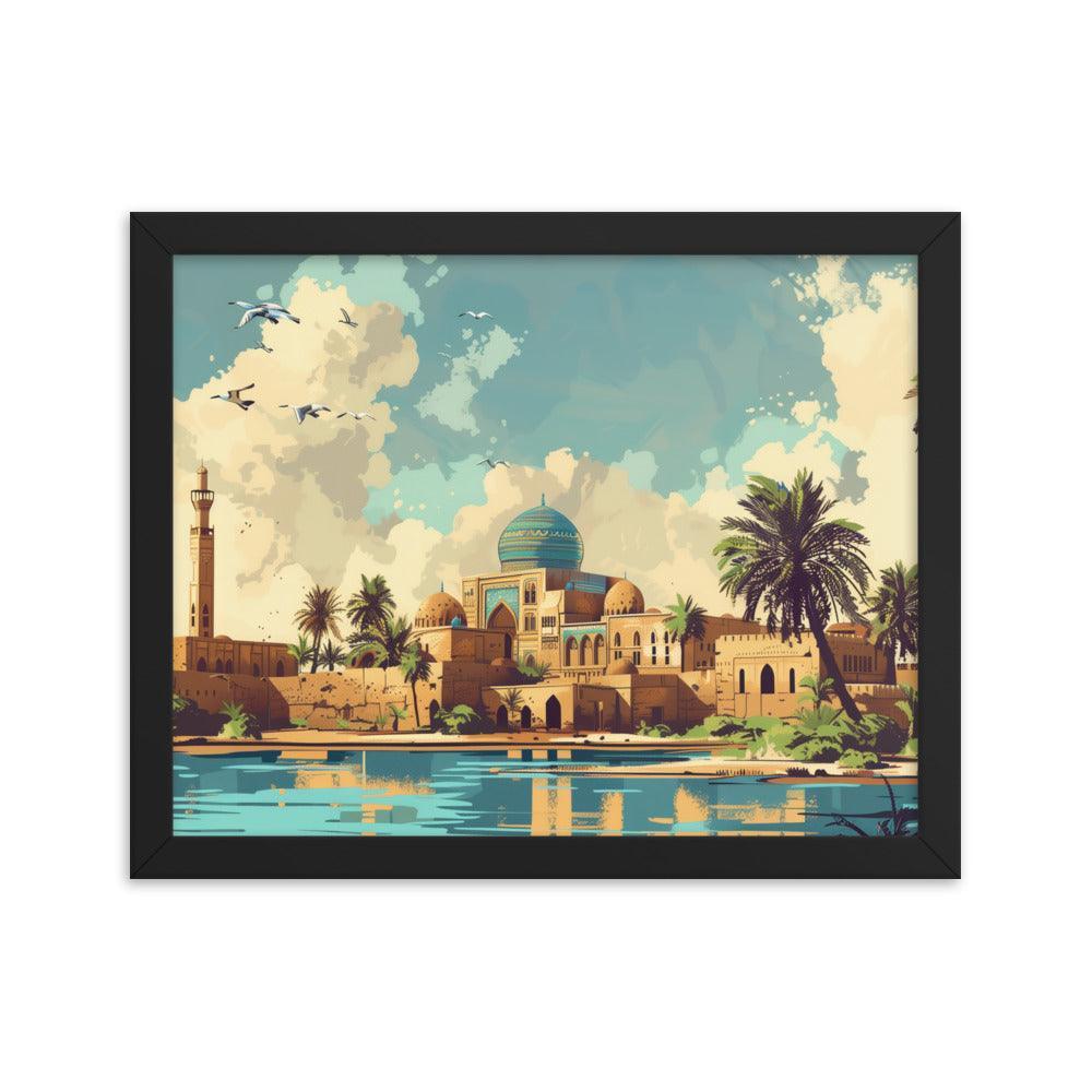 Iraq Riverside Mosque Tropical Landscape Framed Poster - Oh Posters