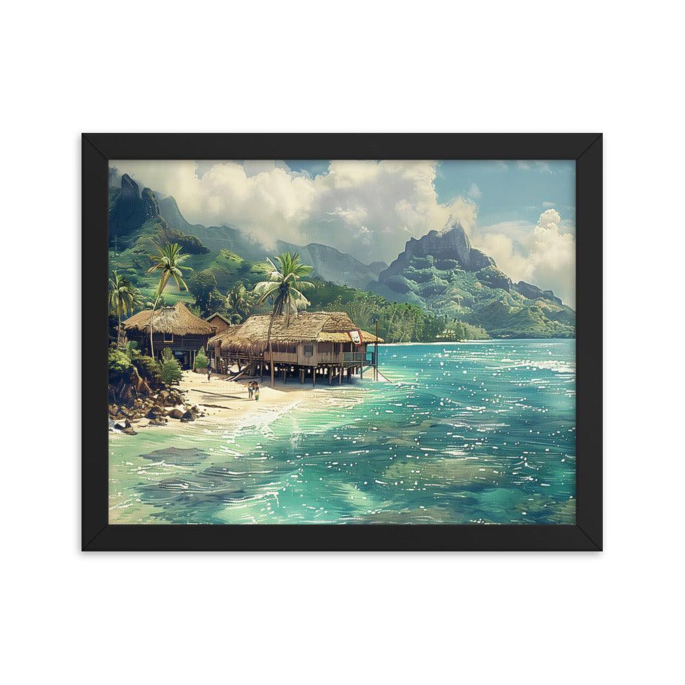 Nauru Tropical Beachside Village Framed Poster - Oh Posters