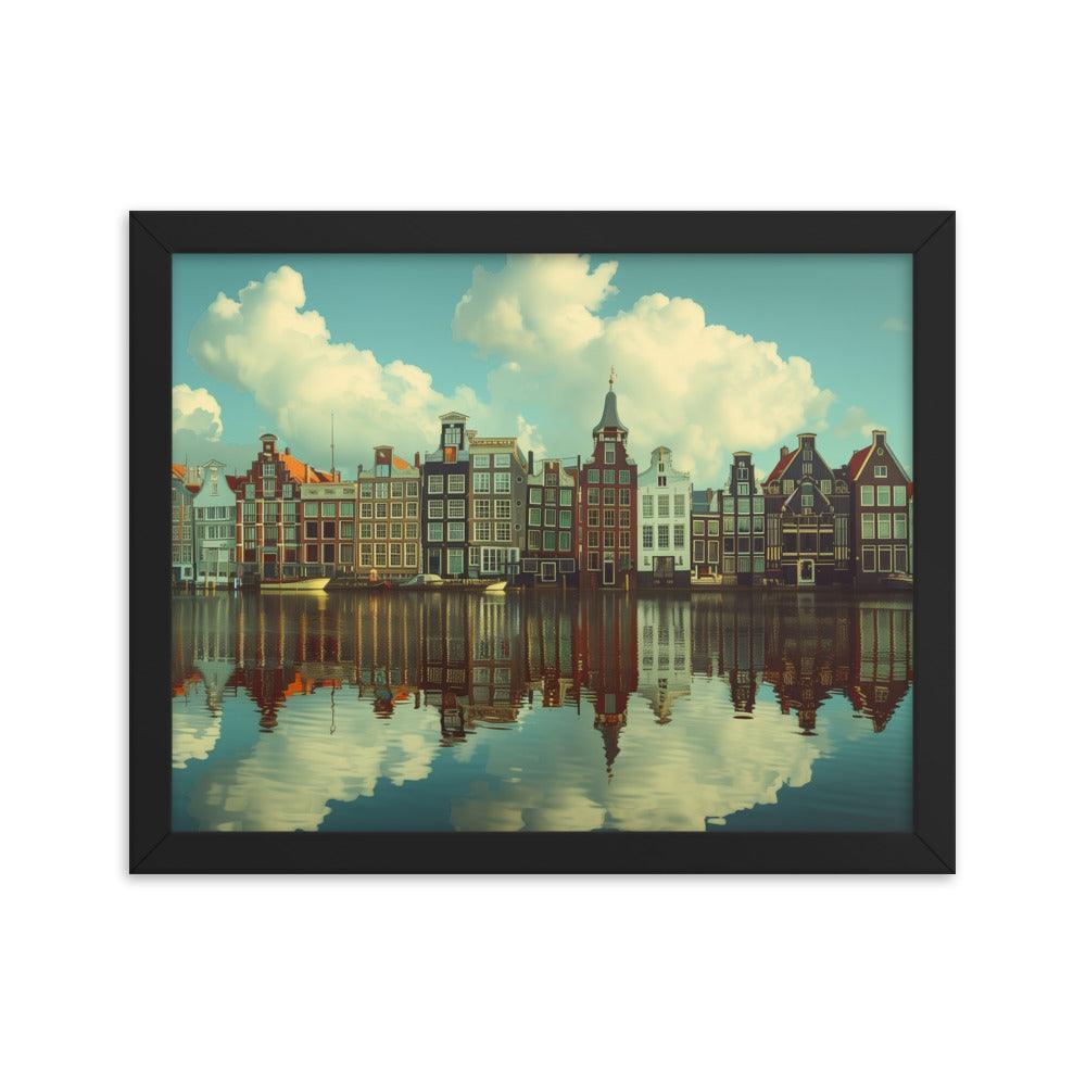 Netherlands Historic Amsterdam Canal Houses Framed Poster - Oh Posters