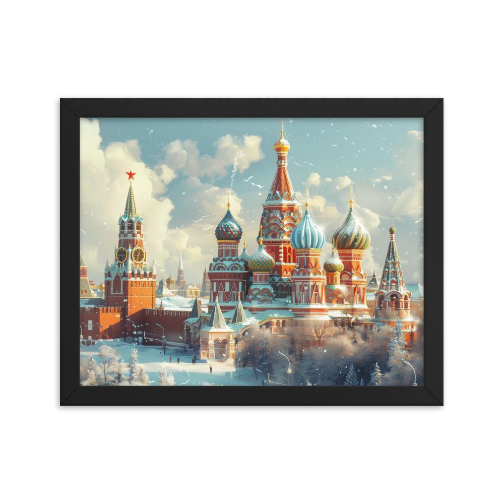 Russia Winter Moscow Kremlin Snowy Framed Poster - Oh Posters