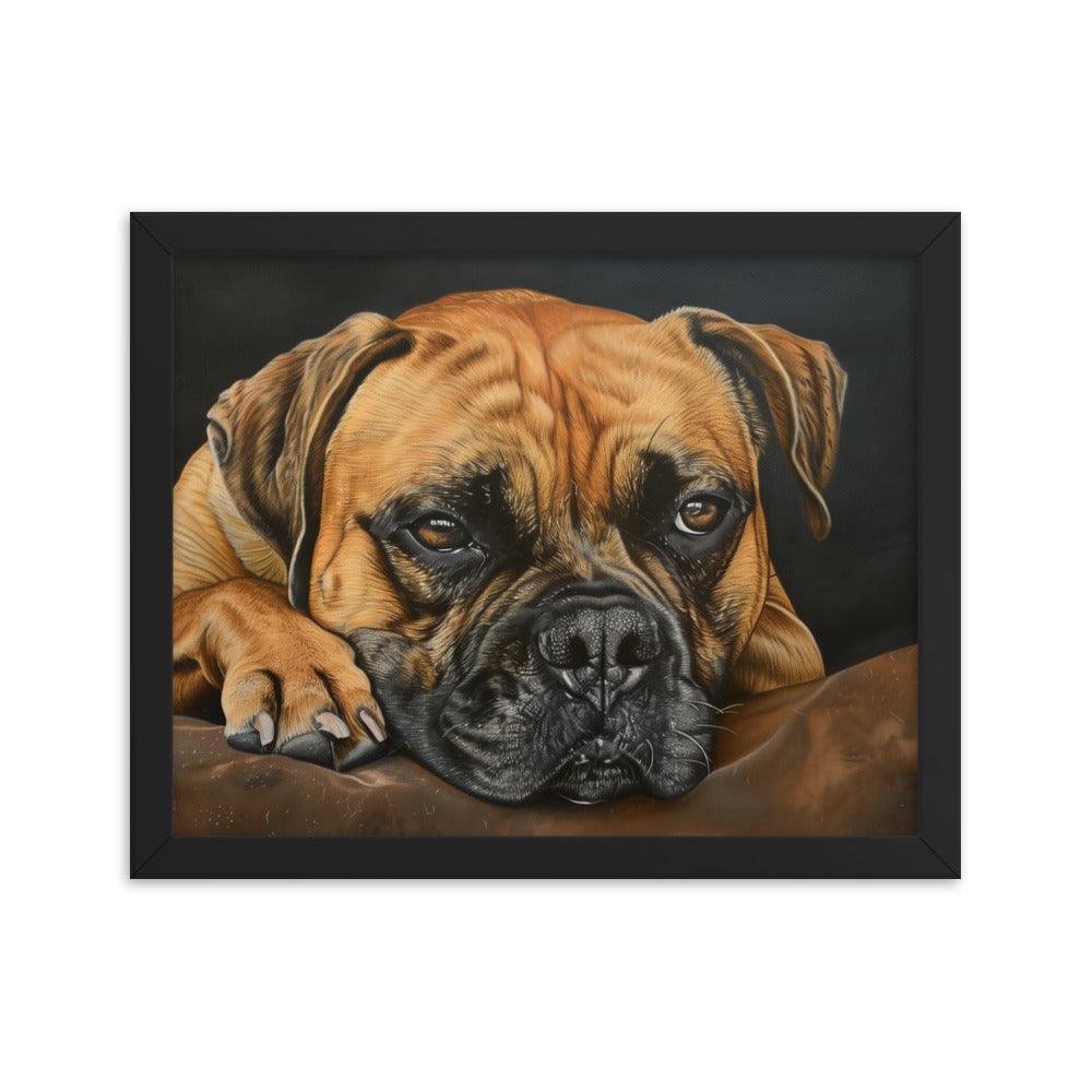 Bullmastiff Resting Portrait Painting Framed Poster - Oh Posters