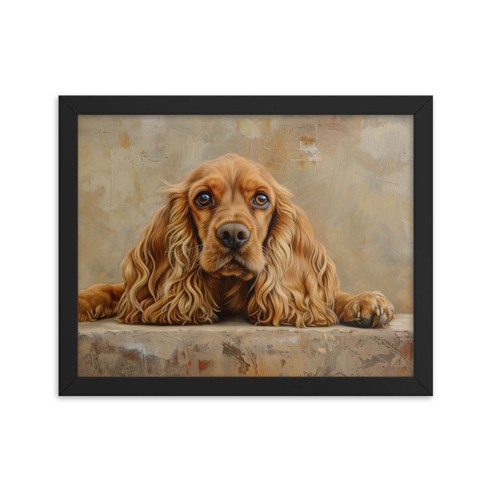 English Cocker Spaniel Resting on Textured Background Painting Framed Poster - Oh Posters