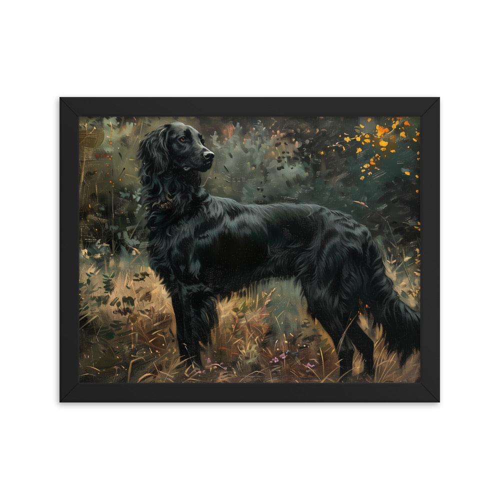 Flat-Coated Retriever in Forest Painting Framed Poster - Oh Posters