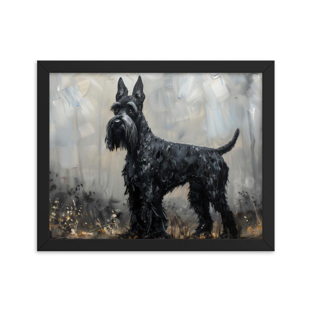 Giant Schnauzer Abstract Black and Gray Portrait Framed Poster - Oh Posters