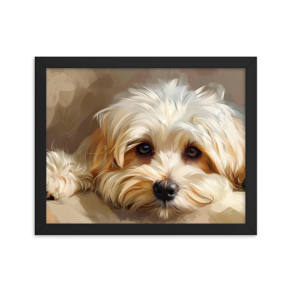 Havanese Puppy Resting Digital Painting Framed Poster - Oh Posters