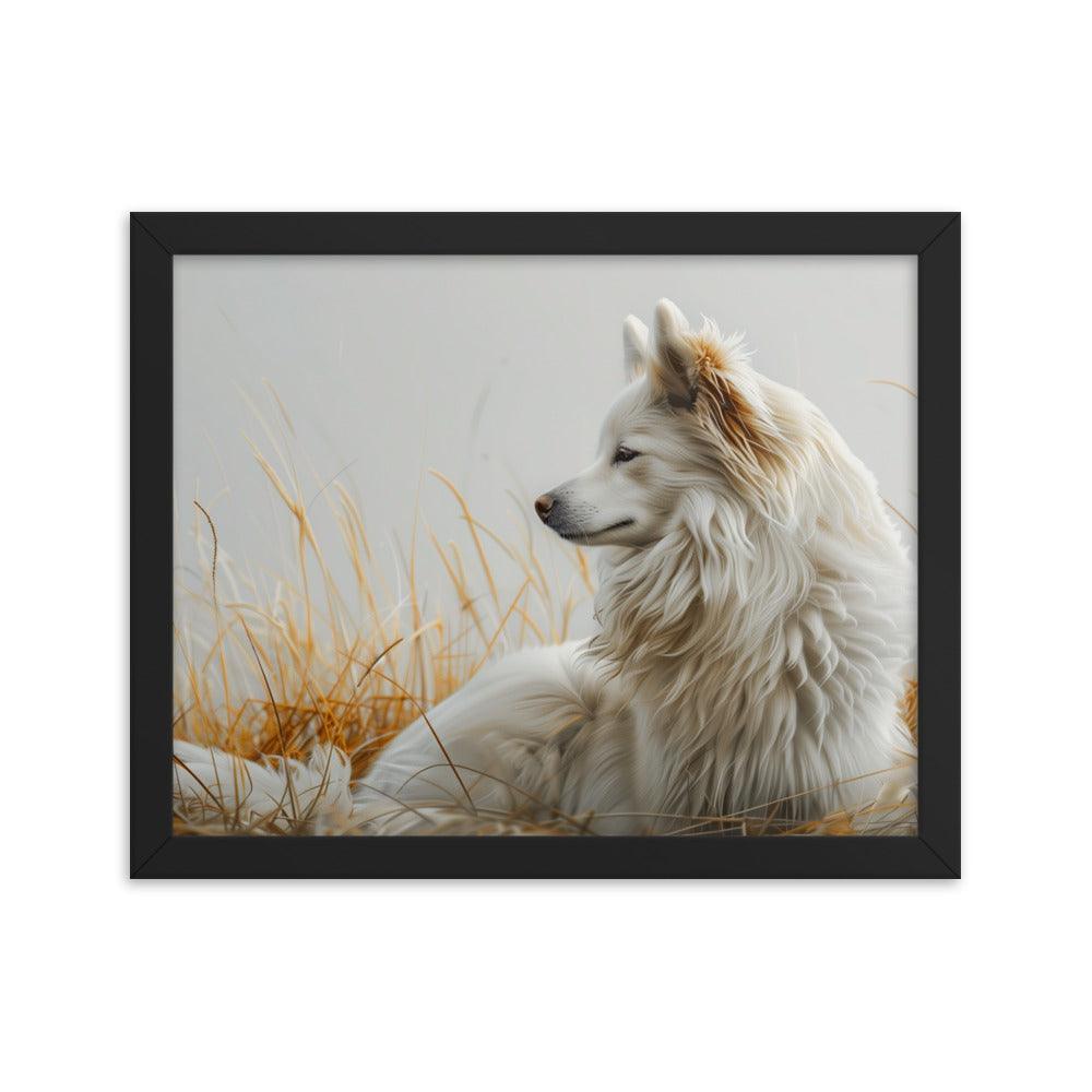 Icelandic Sheepdog in Golden Field Art Framed Poster - Oh Posters