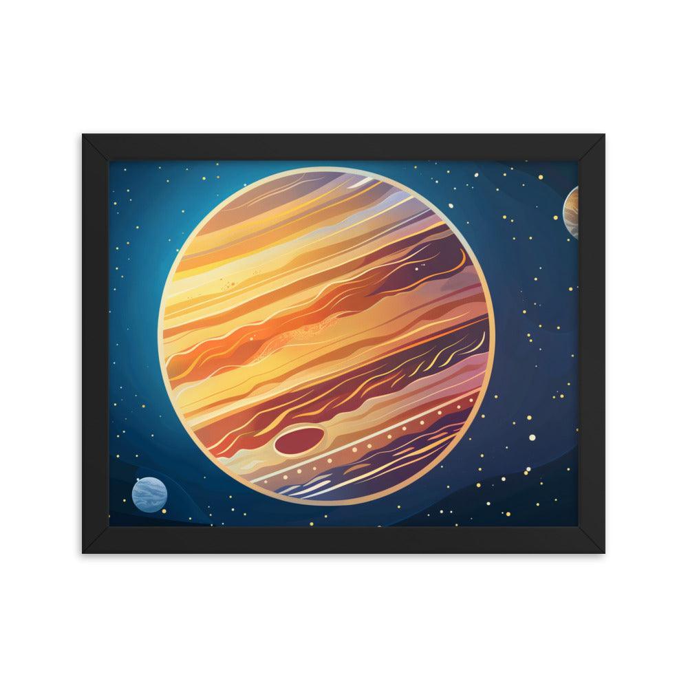 Jupiter Colorful Space Illustration Astronomy Art Framed Poster - Oh Posters