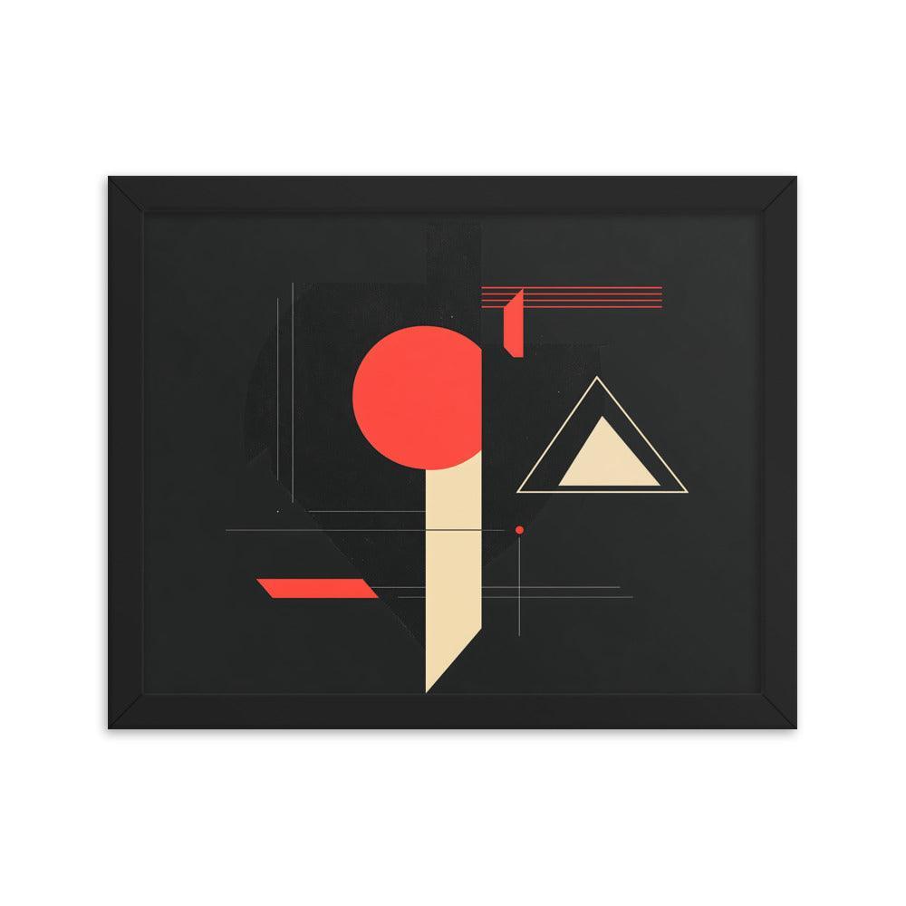 Bold Geometric Art Shapes Red Circle Black Framed Poster - Oh Posters