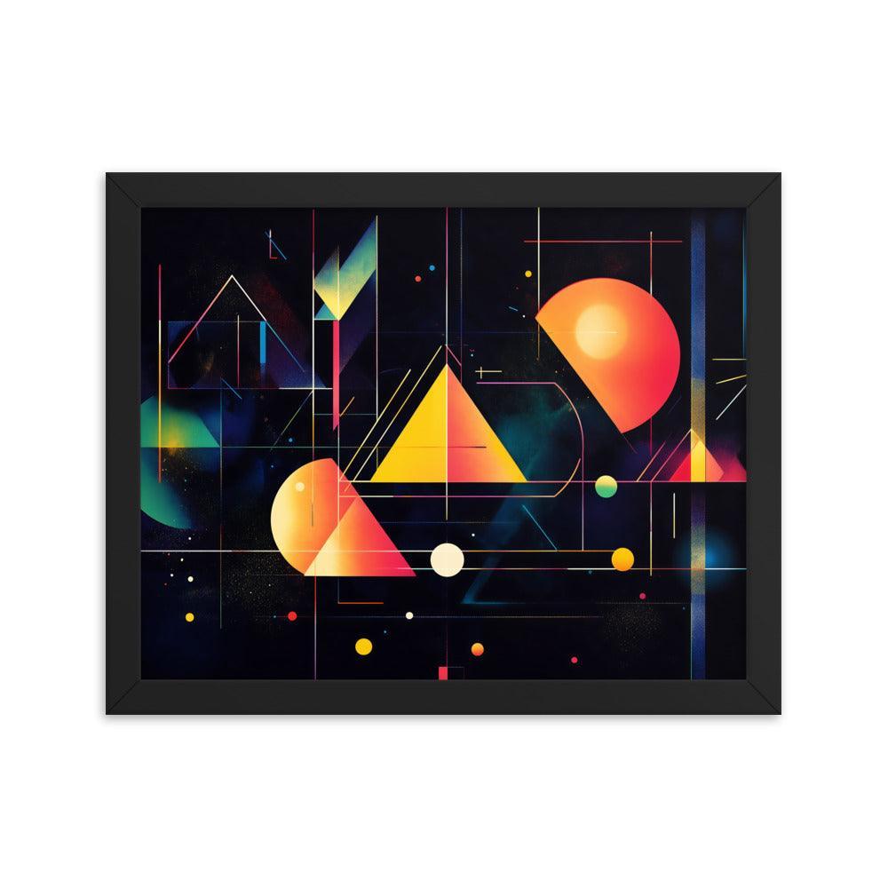 Cosmic Geometric Art with Abstract Shapes and Colorful Patterns for Modern Aesthetics Framed Poster - Oh Posters