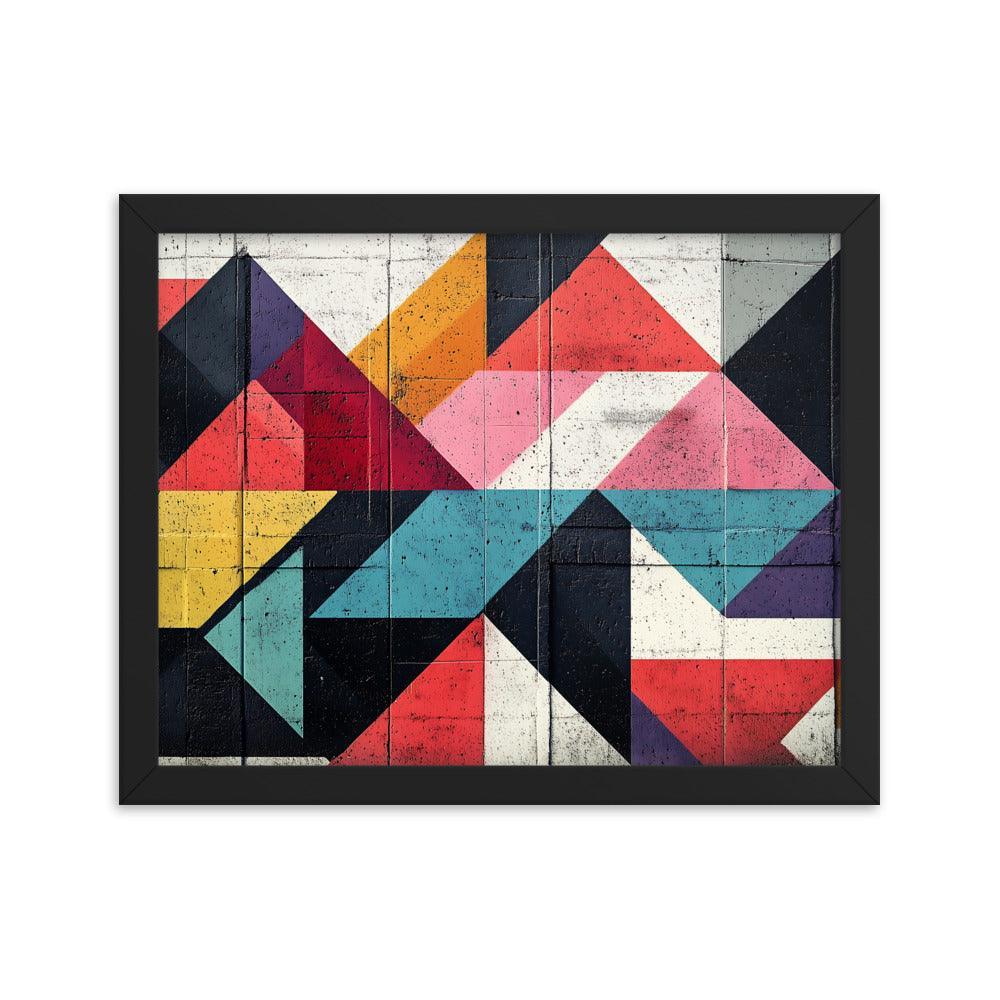 Vibrant Geometric Art Pattern With Bold Colors and Abstract Shapes Framed Poster - Oh Posters