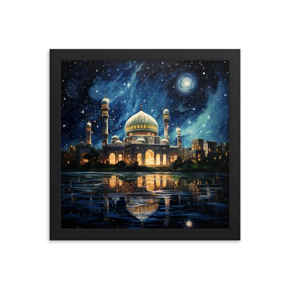 Pakistan Mosque Starry Night Painting Framed Poster - Oh Posters