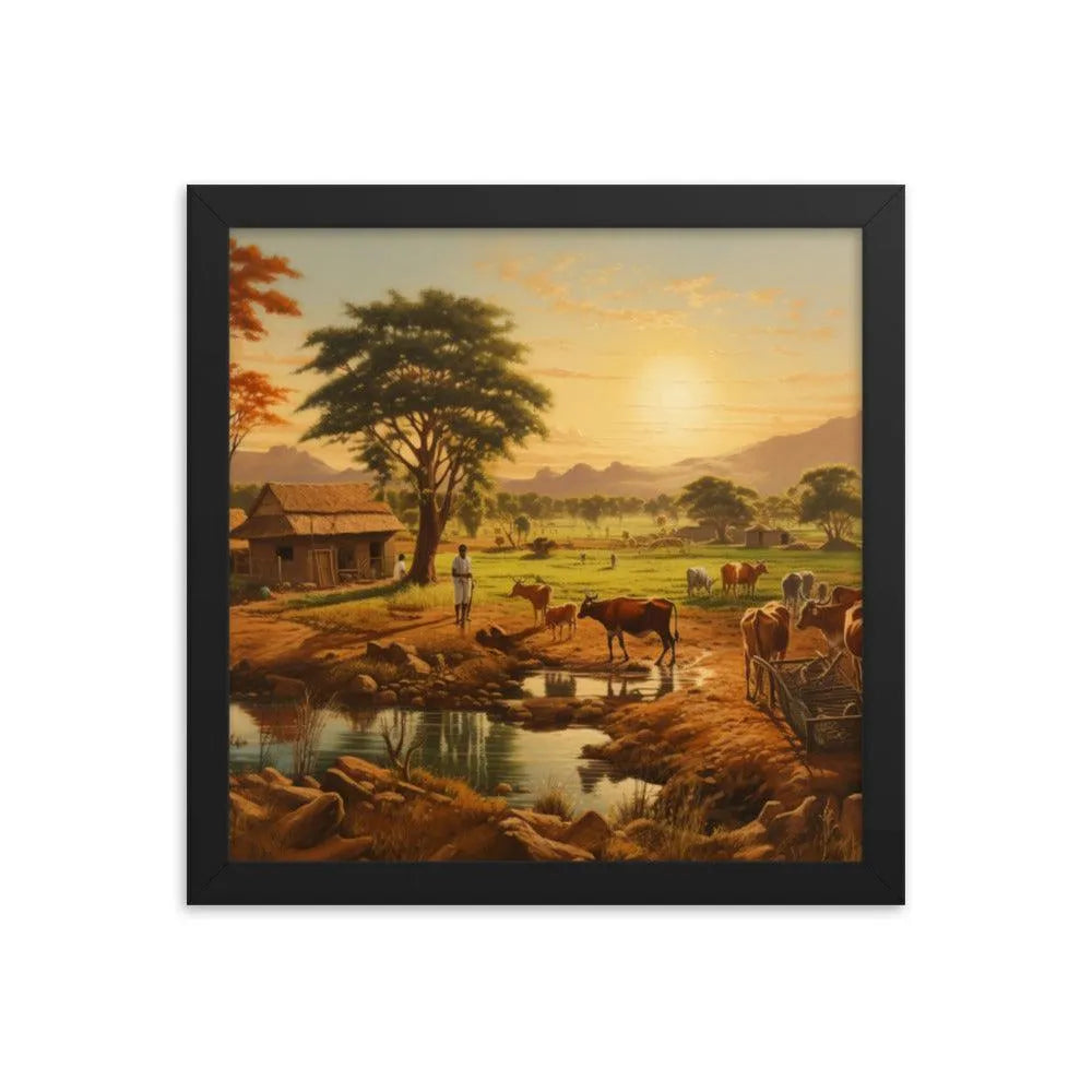 Indian Farm Painting Framed Poster - Oh Posters